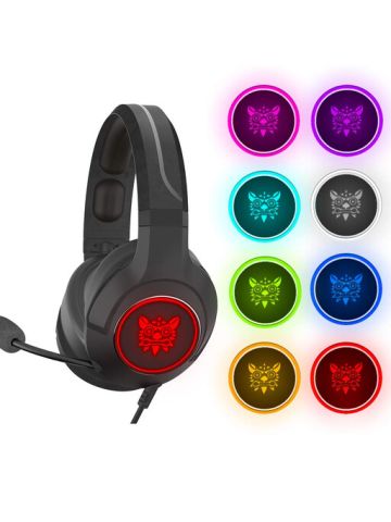 Onikuma Gaming Headset Surround Sound PS4 Headphones with Retractable Mic Works with Xbox One PC, RGB LED & Lightweight