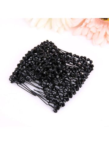 Fashion Ladies Magic Beads Elasticity Double Hair Comb Clamp Stretchy Accessory
