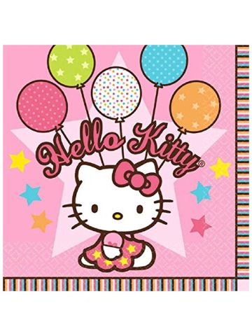Amscan Hello Kitty Balloon Dreams 6-1/2 X 6-1/2 Luncheon Napkins, 16-Count