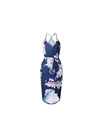 Women's Aline Dress V Neck Short Knee Sleeve Floral Pattern Pastoral Style Midi Dress