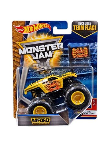 2017 Hot Wheels Monster Jam 1:64 Scale Truck With Team Flag -Max-D Yellow
