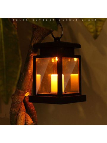 Classic Solar Led Candle Light Outdoor Hanging Smokeless Lantern Lamp Warm White