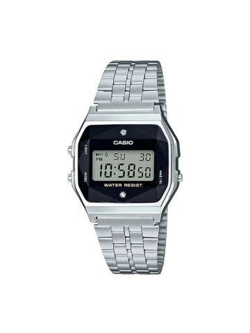 Casio A159WAD-1 Digital Ladies Watches Diamonds Silver