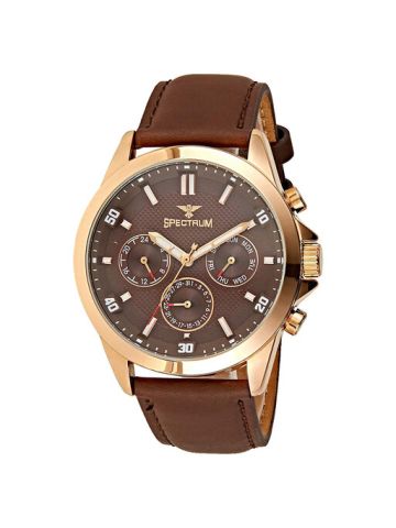 Spectrum Brown Leather Band  Wrist Watch 25156G-2