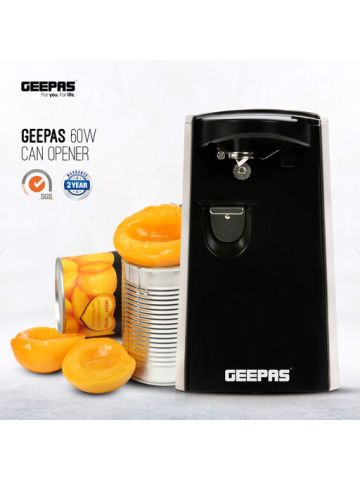 Geepas 60W 3-in-1 Can Opener - Can Opener, Bottle Opener and Knife Sharpener