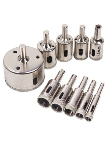10Pcs Diamond Tool Drill Bit Hole Saw Set For Glass Ceramic Marble 6-50Mm Pro