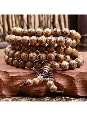 Women Men 8 Mm Wooden Bead Buddhist Prayer Mala Necklace Bracelet Gift Jewelry