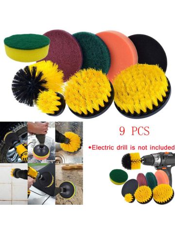 Drill Brush Scrub Pads 9 Piece Power Scrubber Cleaning Kit