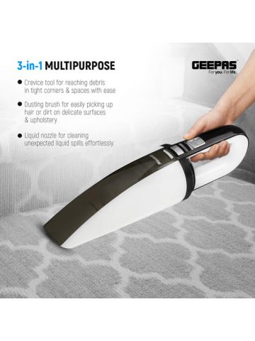 Geepas Cordless Rechargeable Handheld Vacuum Cleaner – Low Noise Design with HEPA Filter for Home, Kitchen, Car & Office