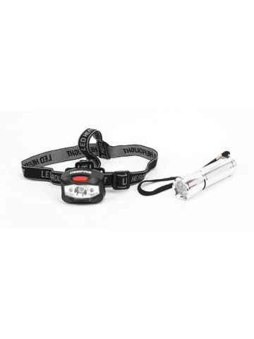 Geepas 2LED+3WLED Headlight & 9 Flash Light Com 1x36