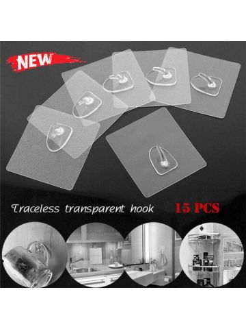 Anti-Skid Hooks Reusable Transparent Traceless Wall Hanging Hooks 7-15 Pcs