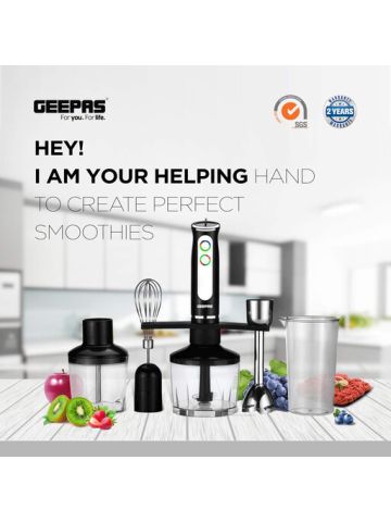 Geepas 600W Hand Blender – 8 Variable Speeds, Indicator Lights, Stainless Steel Blade