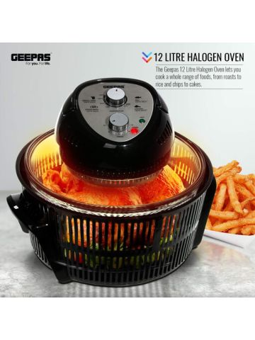 Geepas Turbo Halogen Oven 12L with Accessories - Ideal for Chicken Roast, Vegetables, Chips and more
