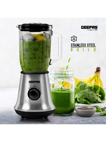 Geepas 700W Glass Jug Food Blender Smoothie Maker- Powerful Copper Motor Jug Blender & Ice Crusher