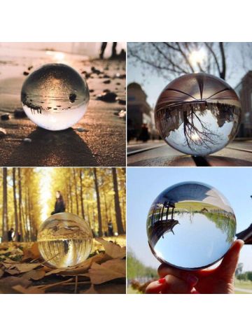 Clear Glass Crystal Ball Healing Sphere Photography Props Lensball Decor Gift