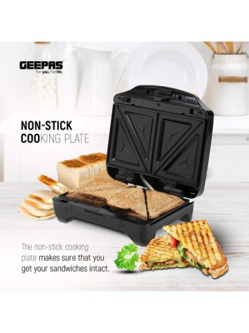 Geepas 3-in-1 Sandwich Toaster, Grill and Waffle Maker, Non-Stick Coating Plate with Indicator Lights