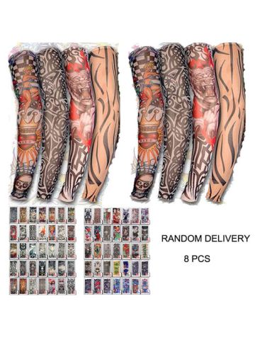 8 Pcs Unisex Temporary Fake Slip on Tattoo Arm Sleeves Kit