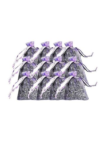 12 Bags Of Dried Lavender In Small Lilac Organza Bags -Real Flower Wedding