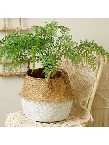 Seagrass Wicker Basket Flower Pot Folding Basket Dirty Basket Wh
