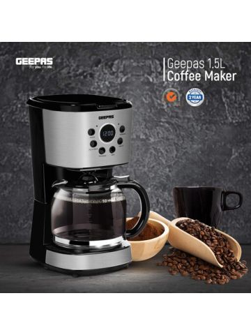 Geepas 1.5L Filter Coffee Machine - 800W Coffee Maker with Boil-Dry Protection, Anti-Drip Function, Automatic Turn-Off Feature (Standard)
