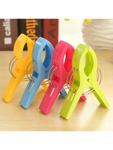 Pack of 8 Large Bright Colour Plastic Beach Towel Pegs Clips to Sunbed