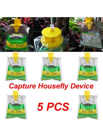 5 Pcs Disposable Fly Trap Catcher Fly Catcher Insect Trap Hanging Style Pest Control