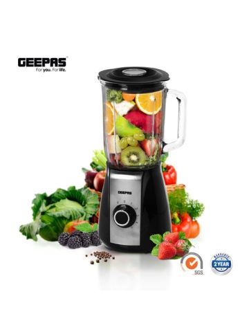 Geepas Glass Jug Food Blender Smoothie Maker, 5 Speed Control with Pulse & 1.5L Glass Jar - 2 Year Warranty