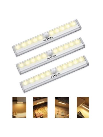 Gluckluz 10 Led Bulbs Battery Operated Closet Light,wireless Magnetic Security Motion Sensor Night Lights