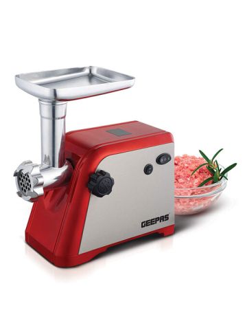 Geepas 1600W Meat Grinder Electric Aluminum Gearbox, 3 Metal Cutting Plates with Accessories