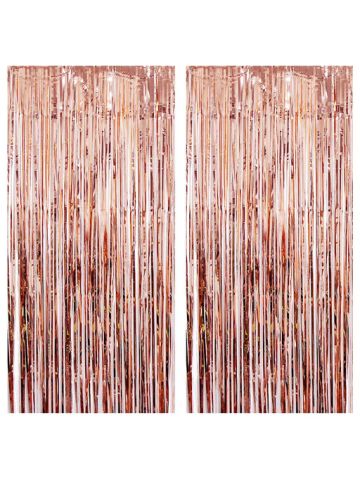 2 Pcs Foil Curtains Backdrop Tinsel Backdrop Wedding Birthday Party Stage Decor