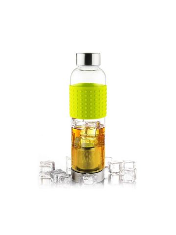 Asobu Ice Tea and Coffee Infuser Glass Water Bottle To-Go for Cold Brew, 400 Ml - Green