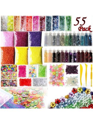 Slime Supplies Kit 55 Pack Slime Beads Charms Slime Tools for Diy Slime Making