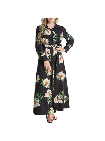 Y&D Women's A Line Floral Pattern Sleeve Maxi Dress