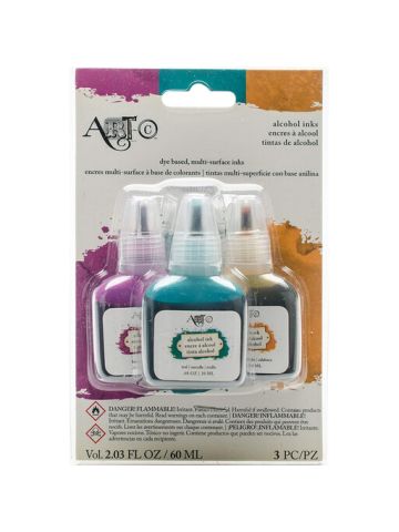 Art-C Alcohol Inks 3/Pkg-Berry, Dark Teal & Pumpkin