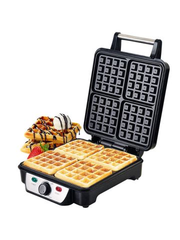Geepas Belgian Waffle Maker Machine Large 4 Slice Non Stick Iron Press 1100W