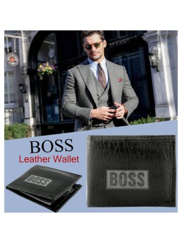 Boss Men Slim Genuine Leather Case Sift Credit Card Holder Wallet, Black