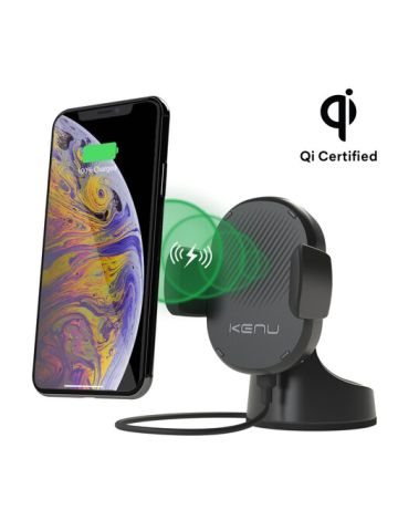 Kenu - Airframe Wireless Qi Fast-Charging Vent Mount Black