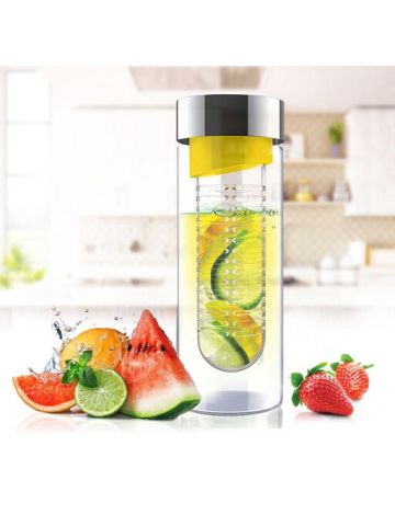Asobu - Flavor It Glass Water Bottle With Fruit Infuser Yellow 600 Ml