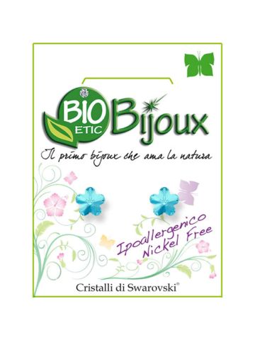 Bio Etic Bijoux Italy Earring Flower 6mm Acquamarina