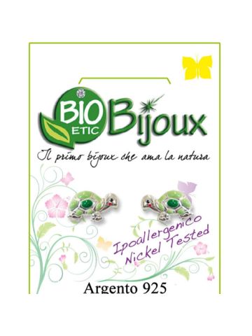 Bio Etic Bijoux Italy Earring Turtle Smaltata Verde, Bioetic