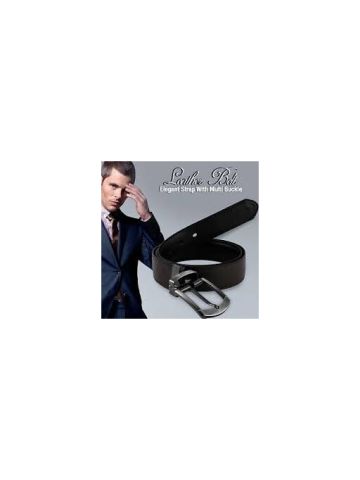 Fnz Men Pu Leather Belt Elegant Strap Belts with Multi Buckle, Black