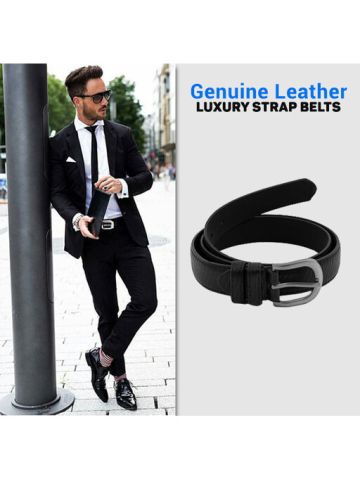 Fnz Men Genuine Leather Belt Adjustable Luxury Strap Belts With Automatic Buckle, 3392, Black