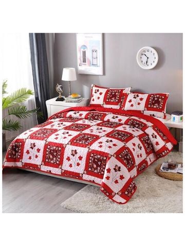 King Size Summer Blanket , Red Leaves Design