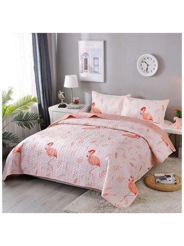 King Size Summer Blanket, Peach Flamingo Design