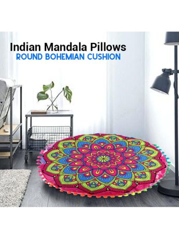 Indian Mandala Floor Pillows Round Bohemian Cushion Cushions Pillows Cover Case