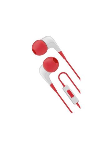 Cygnett 2 XS Wired Headphones With Built-in Mic, White / Red