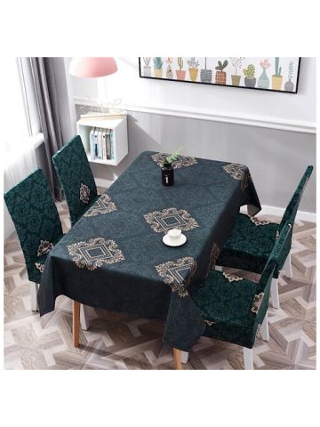 Table Cloth 140x180 Cm With Dining Chair Cover, 5 Pieces Set,Green  Bohemia Design