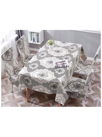 Table Cloth 140x180 Cm With Dining Chair Cover, 5 Pieces Set, Bohemia Chic Design