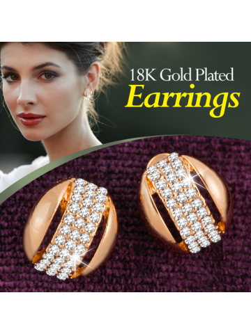 Victoria 18K Gold Plated Unique Shape Open Sides Design Earrings With CZ Stones