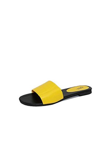 Y&D Yellow Moccasin Slipper For Women Yellow&Black